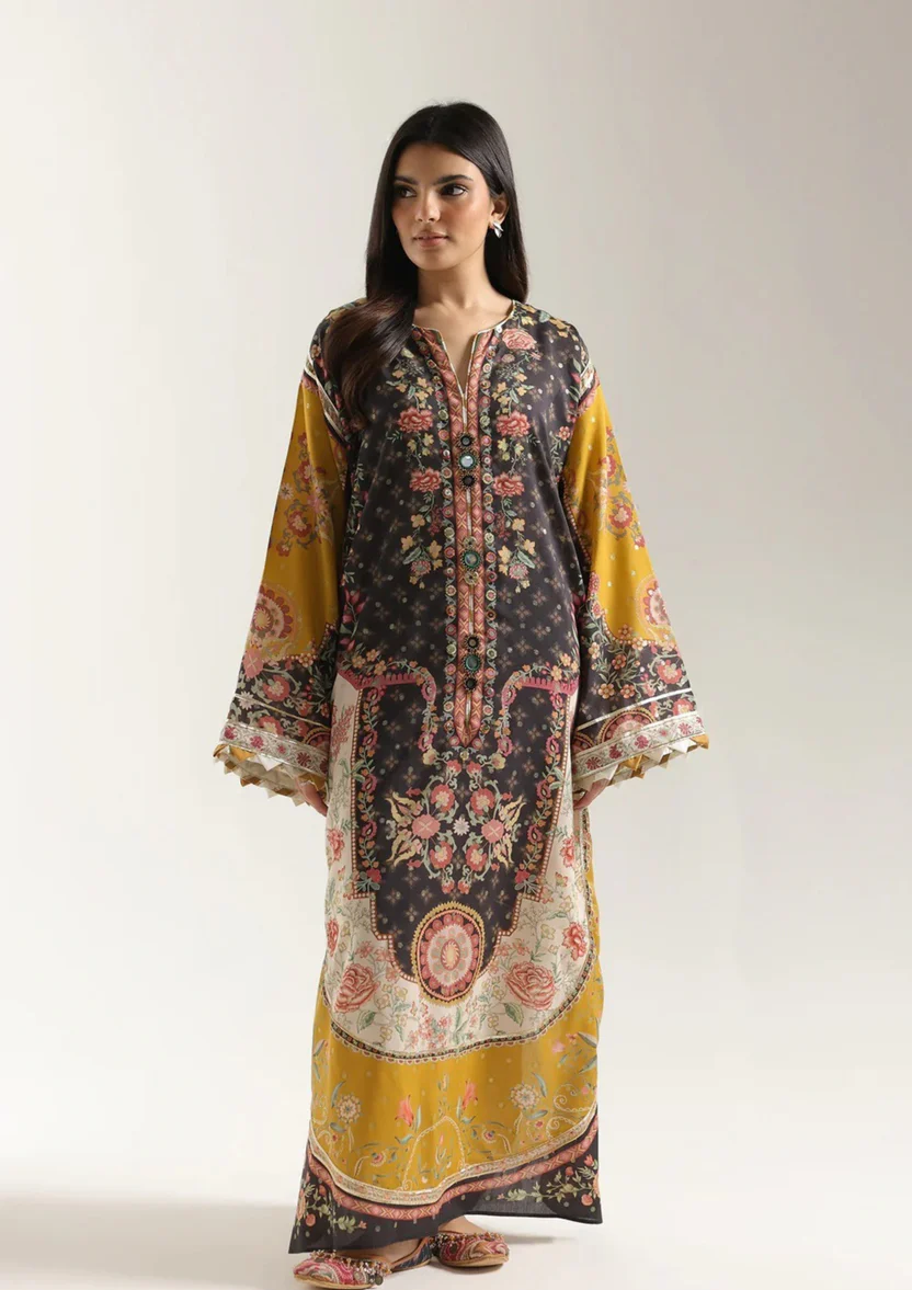 Midi Length Dress Wrapped Button Detailed
